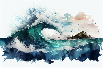 Oceans, watercolour style generative AI