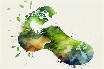 Carbon footprint, watercolour style generative AI