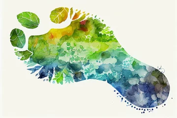 Fotobehang Carbon footprint, watercolour style generative AI © Катерина Євтехова