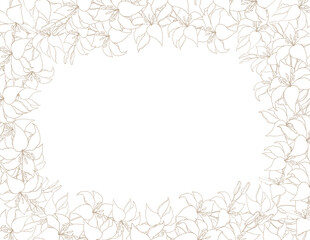 Lilly frame line art boarder for wedding invitation or card