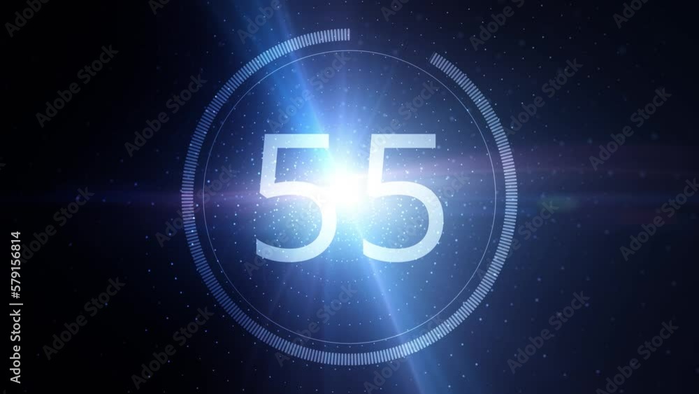 Poster circle countdown one minute animation from 60 to 0 seconds. futuristic digital cyberspace network ba