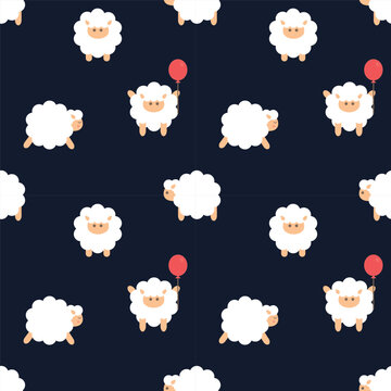 cute lambs. Sweet dreams. four sheep. emotion. good night. vector illustration. simple flat web icons. collection  of animals. children's pattern with lambs. cute seamless bright background. alpaca
