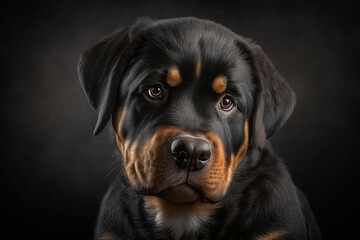 Fototapeta na wymiar Powerful and Loyal Rottweiler Dog Image on Dark Background