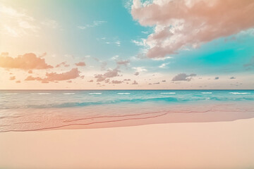 Fototapeta na wymiar Pastel colors at beach sunset. generative AI