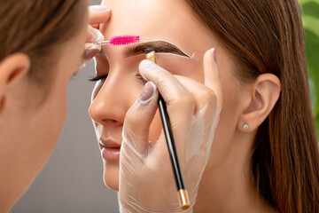 The make-up artist does Long-lasting styling of the eyebrows and will color the eyebrows. Eyebrow...