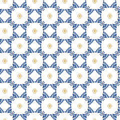 Azulejos blue and yellow seamless pattern
