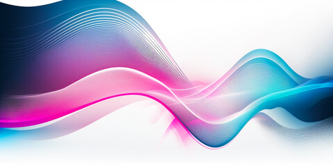 Vector abstract light lines wavy flowing dynamic in blue pink colors on white background for concept of AI technology, digital, communication, 5G, science, music 