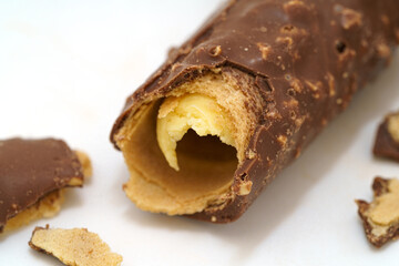 Chocolate cones on a monochrome background