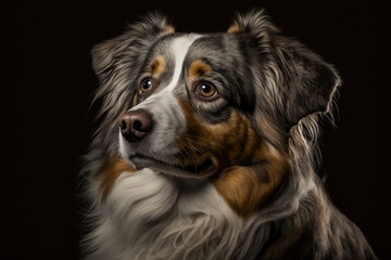 Majestic Australian Shepherd on Dark Background - The Perfect Combination of Intelligence and Beauty