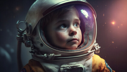 Child Astronaut in the outer space - Abstract Spaceman wallpaper - Generative AI