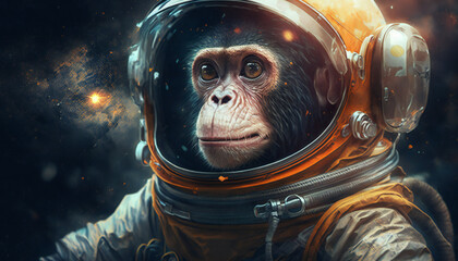 Monkey Astronaut in the outer space - Abstract Spaceman wallpaper - Generative AI