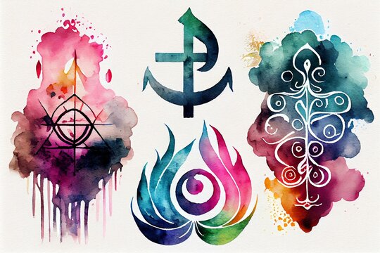 Spiritual Symbols, watercolor style generative AI