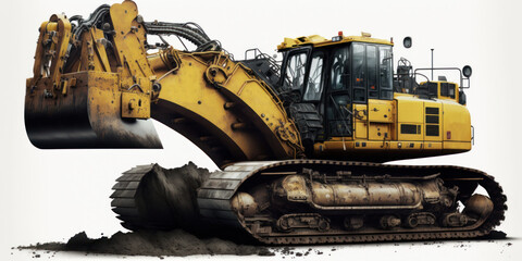 excavator isolated construction machinery, generative ai illustration
