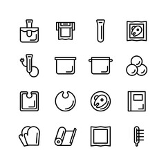 Vector set of outline icons - vacuum sealer, bags, rolls, cooker container, precision cooker. Sous-Vide Slow Cooking Technology.