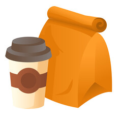 coffee cup and take away food bad