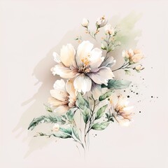 Fototapeta na wymiar Wild flowers watercolor frame botanical hand drawn illustration