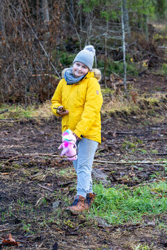 The girl in the autumn forest. Northern girl.