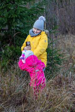The girl in the autumn forest. Northern girl.