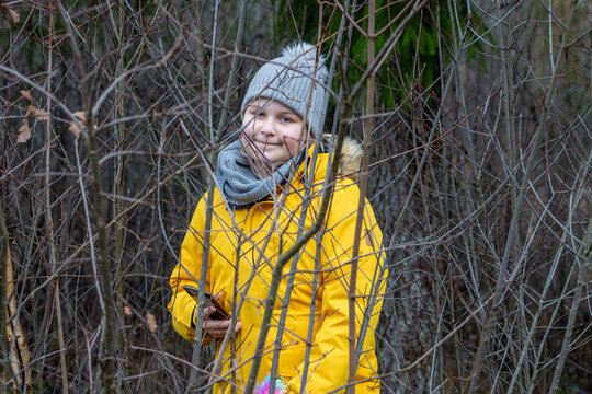 The girl in the autumn forest. Northern girl.