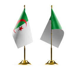 Small national flags of the Algeria on a white background