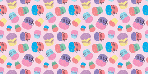 Cupcake seamless pattern. Easter cake background