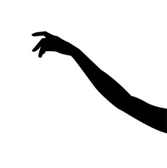 Vector silhouette of woman hand on white background. Symbol of female.