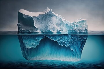 Iceberg illustration inside the ocean, deep web concept. Generative AI
