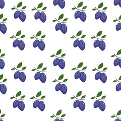 pattern with plum .vector fruit illustration