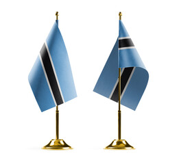 Small national flags of the Botswana on a white background