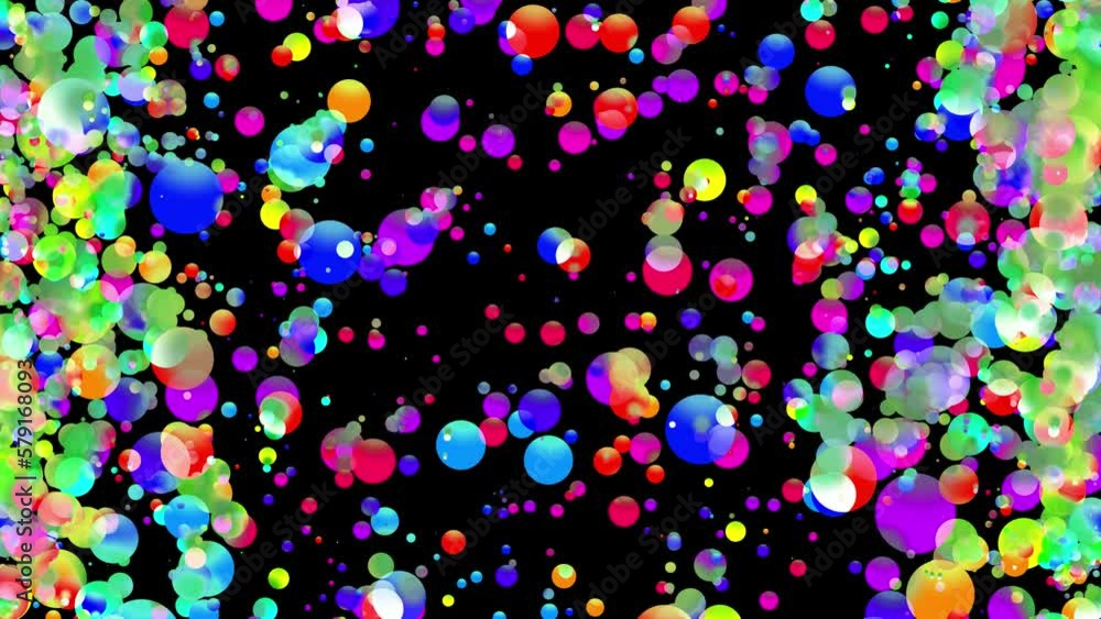 Poster 4k looped abstract background with beautiful multi-colored cicles, flat style smoothly move like pai