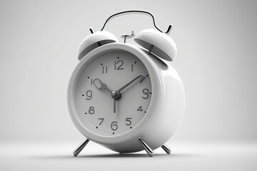 illustration, alarm clock on white background, ai generative