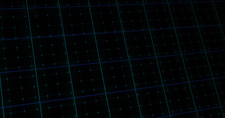Composition of grid with blue lines on black background - Powered by Adobe