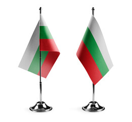 Small national flags of the Bulgaria on a white background