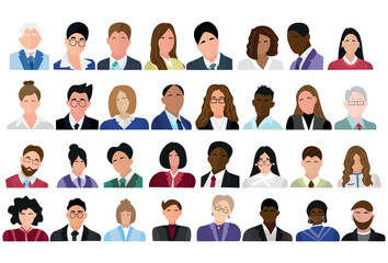 Set of many business people on white background