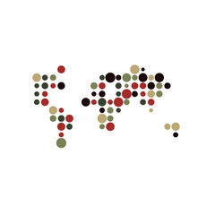 World Silhouette Pixelated pattern map illustration