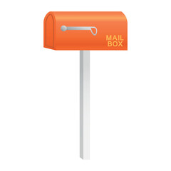 Orange mailbox on white background