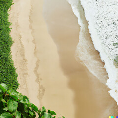 Wild beach on the ocean without people top view