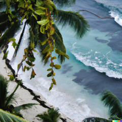Wild beach on the ocean without people top view