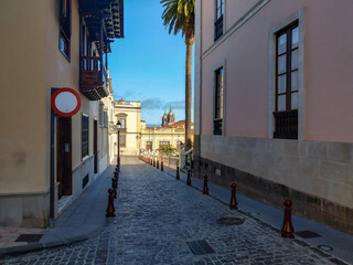 View on the landscape and cityscape of the La Orotava historic town which sits in a beautiful valley of banana plantations.