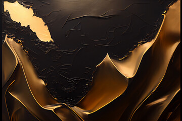 Black and Gold Abstract Mountain Wallpaper - AI Generative