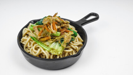 Mie Ayam Pangsit (Noodles with Chicken and vegetables ) is Indonesian popular food.