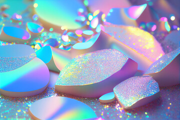Holographic Glitter Background Pink Blue Green - AI Generated