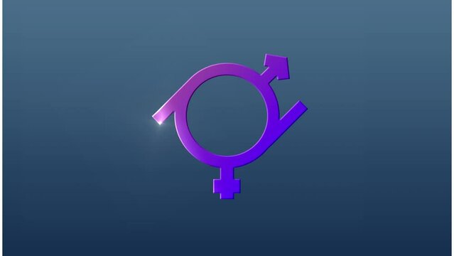 Animation of moving intersex symbol on blue background