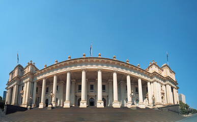 Fototapeta premium The facade of Parliament House, Melbourne, Victoria, Australia