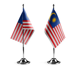 Small national flags of the Malaysia on a white background