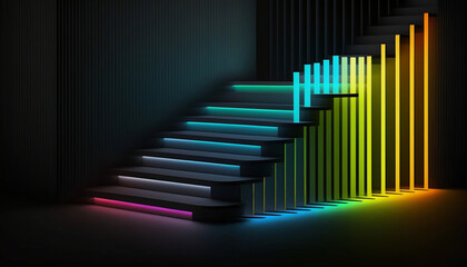 neon stairs for business presentations, futuristic as a backround