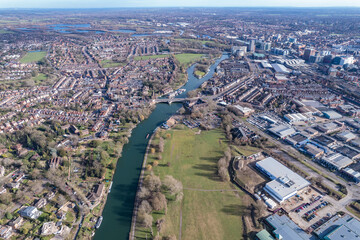 beautiful aerial view of the Reading, Berkshire, England