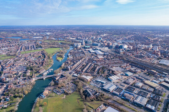 beautiful aerial view of the Reading, Berkshire, England