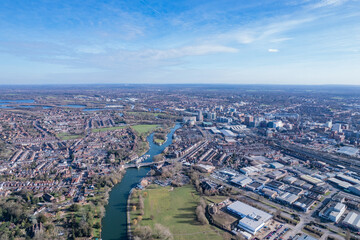 beautiful aerial view of the Reading, Berkshire, England