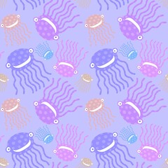 Cartoon ocean animals seamless octopus pattern for wrapping paper and fabrics and linens and kids clothes print